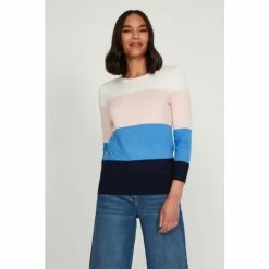 M&Co Blue Colourblock Scallop Neck Jumper -M&Co shop unnamed file 12