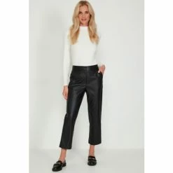M&Co PU Straight Leg Black Trousers