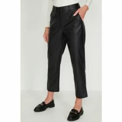 M&Co PU Straight Leg Black Trousers -M&Co shop unnamed file 1289