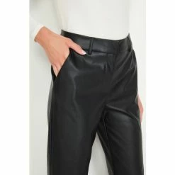M&Co PU Straight Leg Black Trousers -M&Co shop unnamed file 1290