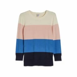 M&Co Blue Colourblock Scallop Neck Jumper -M&Co shop unnamed file 13