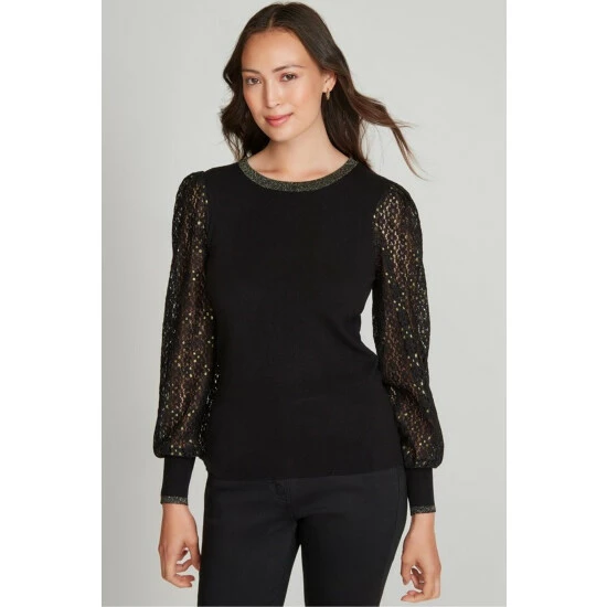 unnamed-file-133.jpg M&Co Black Sparkle Lace Sleeve Jumper -M&Co shop unnamed file 133