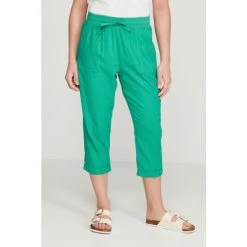 M&Co Green Petite Cropped Linen Trousers