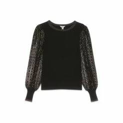 M&Co Black Sparkle Lace Sleeve Jumper 4 M&Co Black Sparkle Lace Sleeve Jumper -M&Co shop unnamed file 135