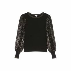 M&Co Black Sparkle Lace Sleeve Jumper 5 M&Co Black Sparkle Lace Sleeve Jumper -M&Co shop unnamed file 136