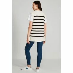 M&Co Striped Crew Neck White Jumper -M&Co shop unnamed file 139