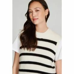 M&Co Striped Crew Neck White Jumper -M&Co shop unnamed file 140