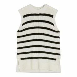 M&Co Striped Crew Neck White Jumper -M&Co shop unnamed file 141