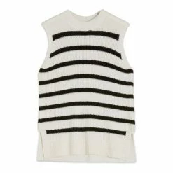 M&Co Striped Crew Neck White Jumper -M&Co shop unnamed file 142