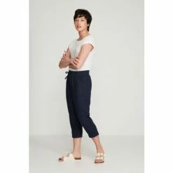 M&Co Blue Petite Cropped Linen Trousers -M&Co shop unnamed file 1450