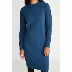 M&Co Blue Petite Knitted Dress -M&Co shop unnamed file 1537