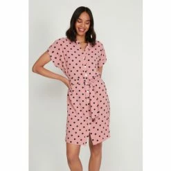 M&Co Pink Spot Shirt Dress