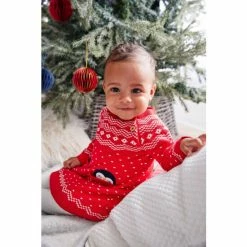 M&Co Red Christmas Character Pocket Knitted Dress
