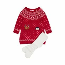 M&Co Red Christmas Character Pocket Knitted Dress -M&Co shop unnamed file 1606