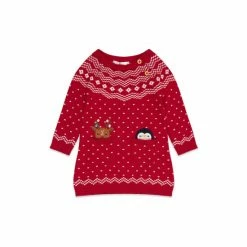 M&Co Red Christmas Character Pocket Knitted Dress -M&Co shop unnamed file 1607