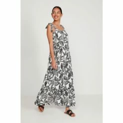 M&Co Black Leaf Print Tiered Dress -M&Co shop unnamed file 1629