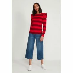 M&Co Red Frill Shoulder Stripe Jumper -M&Co shop unnamed file 165