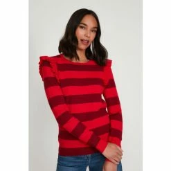 M&Co Red Frill Shoulder Stripe Jumper -M&Co shop unnamed file 166