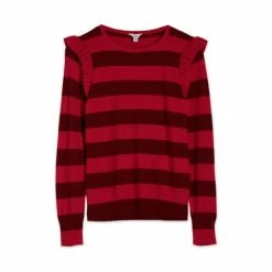 M&Co Red Frill Shoulder Stripe Jumper -M&Co shop unnamed file 167
