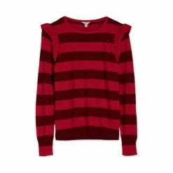 M&Co Red Frill Shoulder Stripe Jumper -M&Co shop unnamed file 168