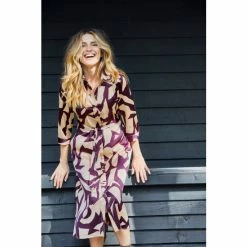 M&Co Red Geo Print Satin Shirt Dress