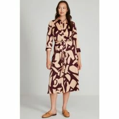 M&Co Red Geo Print Satin Shirt Dress -M&Co shop unnamed file 1699