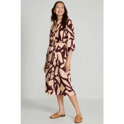 M&Co Red Geo Print Satin Shirt Dress -M&Co shop unnamed file 1700