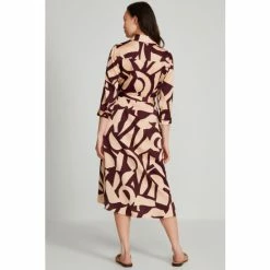 M&Co Red Geo Print Satin Shirt Dress -M&Co shop unnamed file 1701