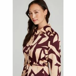 M&Co Red Geo Print Satin Shirt Dress -M&Co shop unnamed file 1702