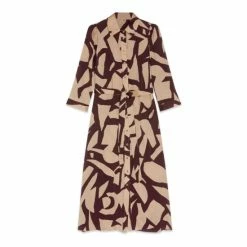 M&Co Red Geo Print Satin Shirt Dress -M&Co shop unnamed file 1703