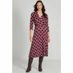 M&Co Twist Front Black Printed Dress