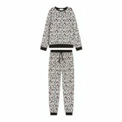 M&Co Grey Penguin Fleece Pyjama Set