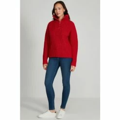 M&Co Red Plain Zip Collar Jumper -M&Co shop unnamed file 176