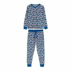 M&Co Mens Blue Santa Face Pyjamas -M&Co shop unnamed file 1798