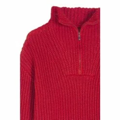 M&Co Red Plain Zip Collar Jumper -M&Co shop unnamed file 180