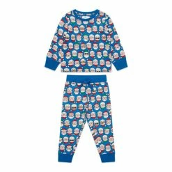 M&Co Blue Santa Face Pyjama Set