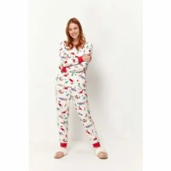 M&Co White Anya Madsen Dachshund Sausage Dog Print Christmas Pyjama Set -M&Co shop unnamed file 1830