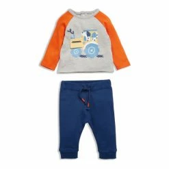 M&Co Grey Tractor T-Shirt And Joggers Set