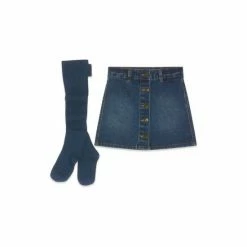 M&Co Blue Button Through Skirt And Tights Set -M&Co shop unnamed file 1880