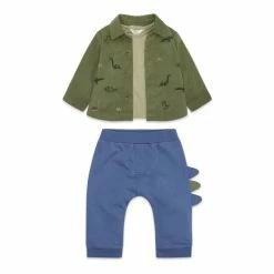M&Co Green Dinosaur Cord Shirt And Jogger Set