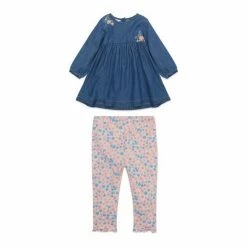 M&Co Blue Floral Dress And Leggings Set -M&Co shop unnamed file 1918