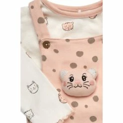 M&Co Pink Cat Dungarees And T-Shirt Set -M&Co shop unnamed file 1925