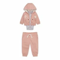 M&Co Pink Bear Sweater Three Piece Set