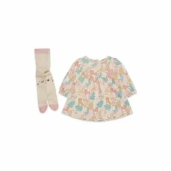 M&Co Pink Cat Dress And Tights