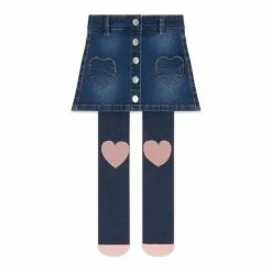 M&Co Blue Denim Skirt And Heart Tights -M&Co shop unnamed file 1982