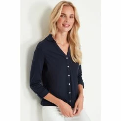 M&Co Blue 3/4 Sleeve Plain Shirt