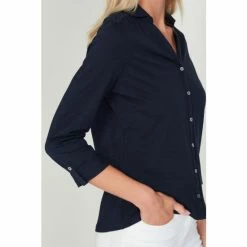 M&Co Blue 3/4 Sleeve Plain Shirt -M&Co shop unnamed file 1991