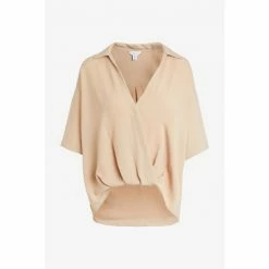 M&Co Beige Plain Wrap Shirt