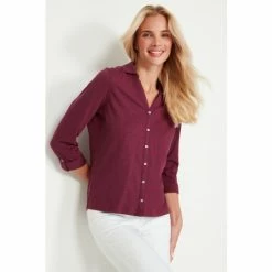 M&Co Red 3/4 Sleeve Plain Shirt