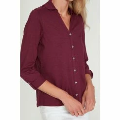 M&Co Red 3/4 Sleeve Plain Shirt -M&Co shop unnamed file 2005